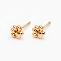 Winnie paw print gold plated studs - hypoallergenic