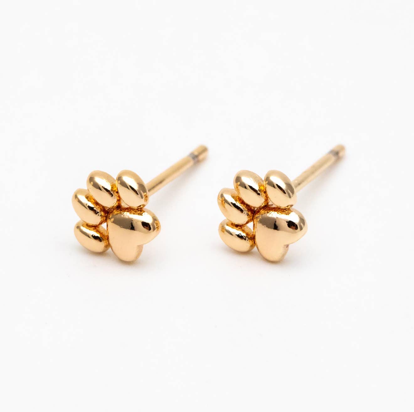 Winnie paw print gold plated studs - hypoallergenic