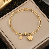 18K STAINLESS STEEL TARNISH FREE HEART BRACELET