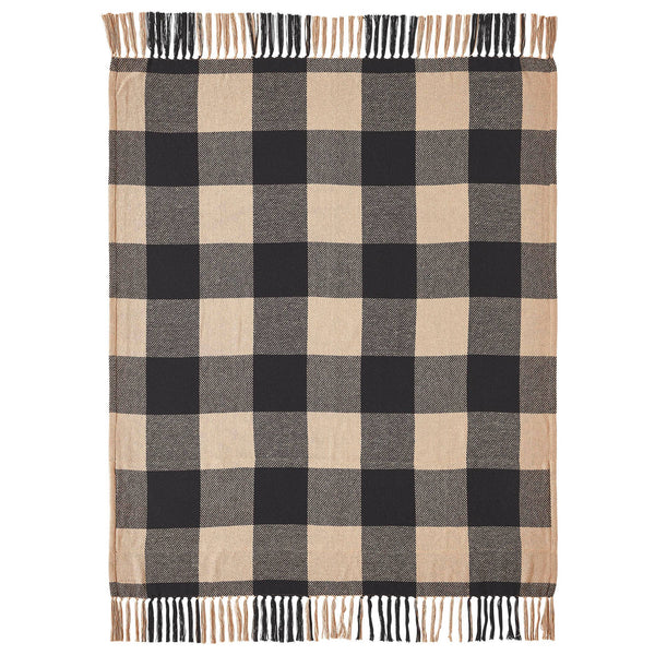 Black Check Star Woven Throw 50x60
