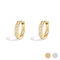 18K Gold PVD Stainless Steel CZ Mini Huggie Earrings