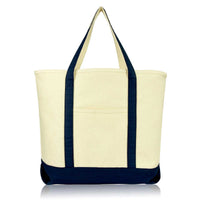 Dalix 22" Cotton Canvas Tote Bag (Zippered Top)