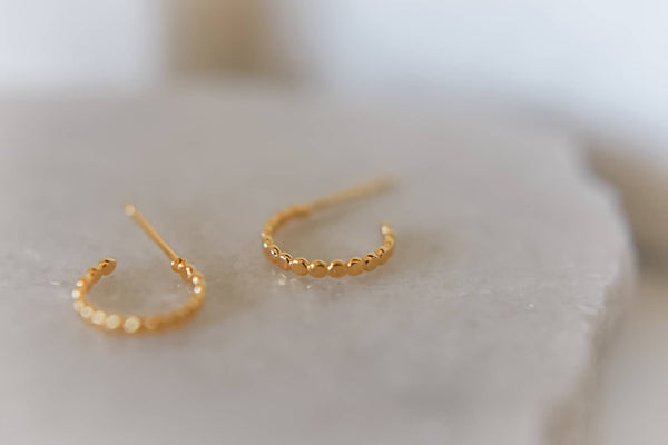 The Ali gold plated dainty hoop studs- hypoallergenic