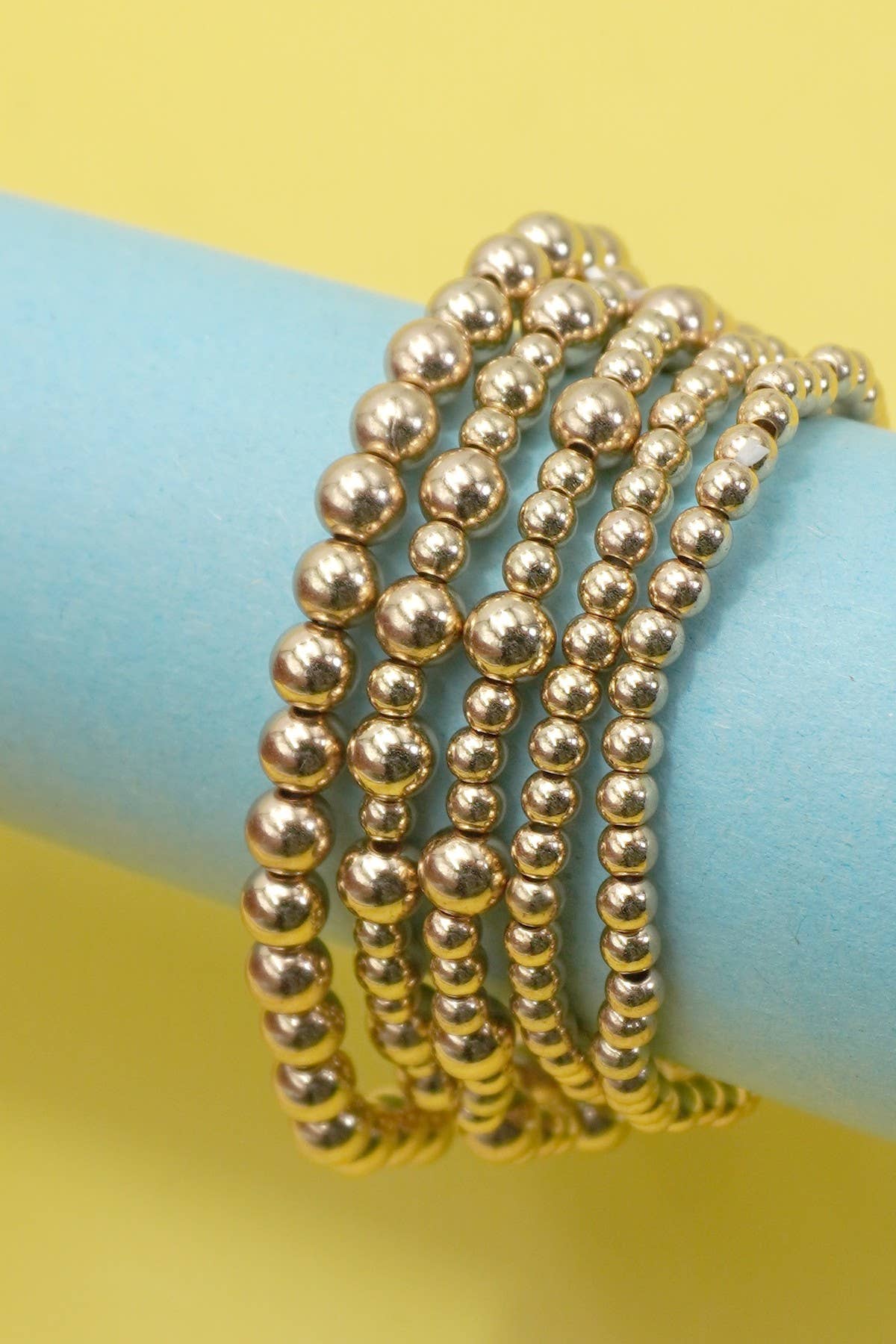 MULTI LAYER GOLD BALL CHAIN BEADED BRACELET