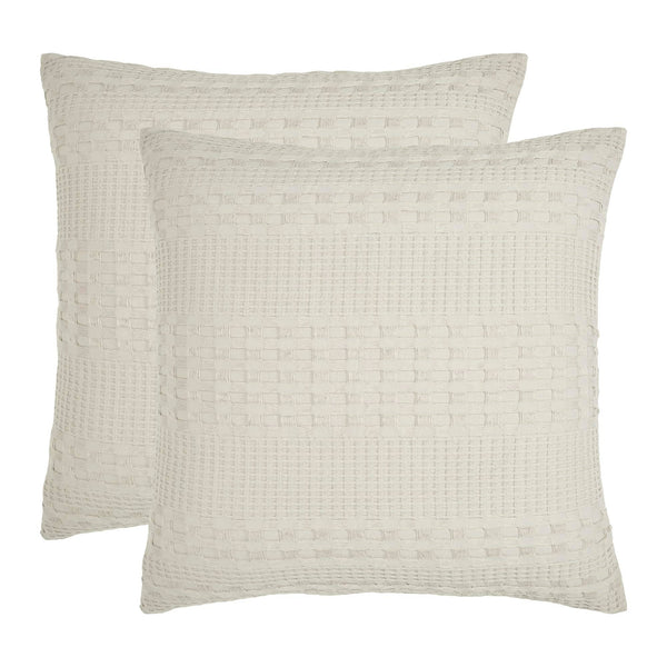 Waffle Weave Natural Pillow Covers 24x24 (Set of 2) - Decorative Throw Pillow Shams