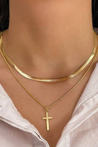 18K STAINLESS STEEL TARNISH FREE CROSS NECKLACE