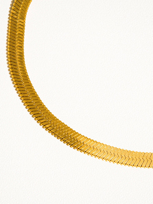 18K Gold Non-Tarnish Flat Snake Chain Bracelet