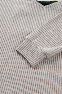 Valentine's Bow Back Ribbed Knit V Neck Long Sleeve Top