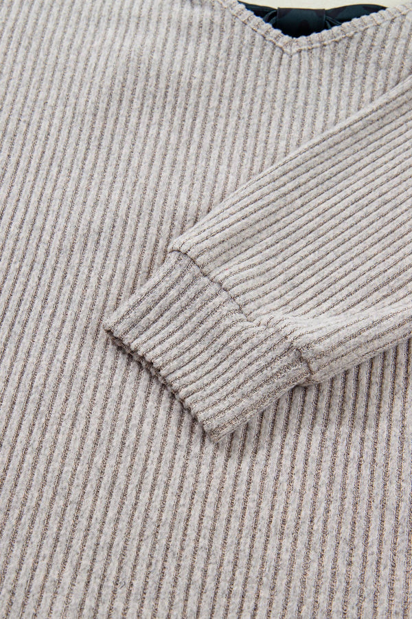 Valentine's Bow Back Ribbed Knit V Neck Long Sleeve Top