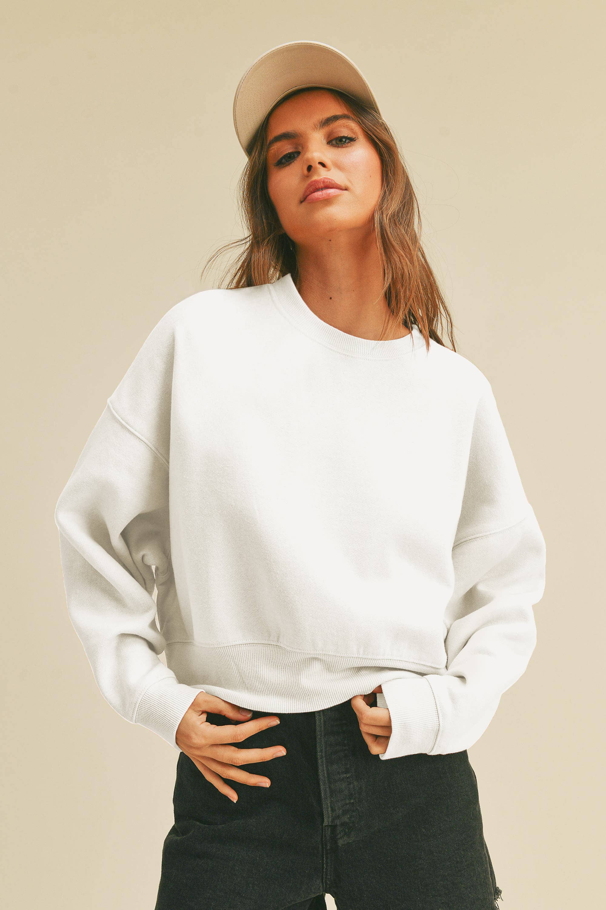 Short Cropped Long Sleeve Sweatshirt