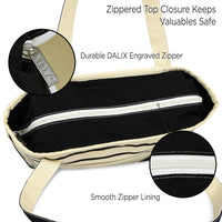 DALIX Striped Tote Deluxe Shoulder Bag Cotton Canvas