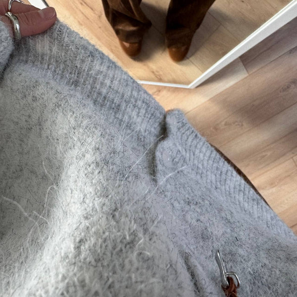 Soft Wool Blend Knit Cardigan Women Button Front Sweater