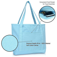 DALIX 20" Solid Color Cotton Canvas Tote Bag