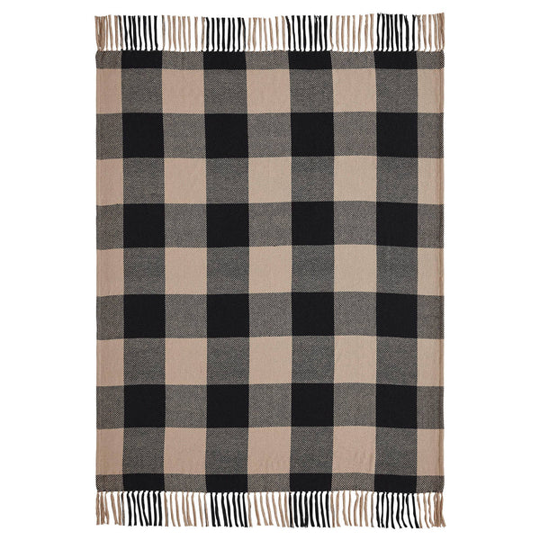 Black Check Woven Throw 50x60
