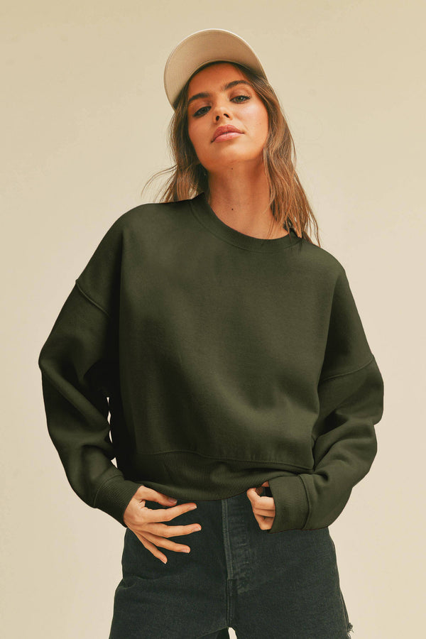 Short Cropped Long Sleeve Sweatshirt