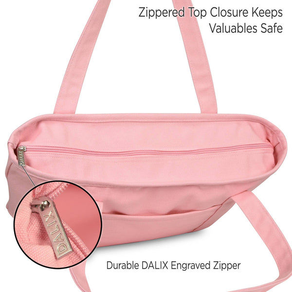 DALIX 20" Solid Color Cotton Canvas Tote Bag
