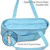 DALIX 20" Solid Color Cotton Canvas Tote Bag