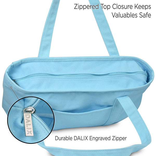 DALIX 20" Solid Color Cotton Canvas Tote Bag