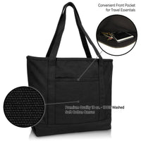 DALIX 20" Solid Color Cotton Canvas Tote Bag