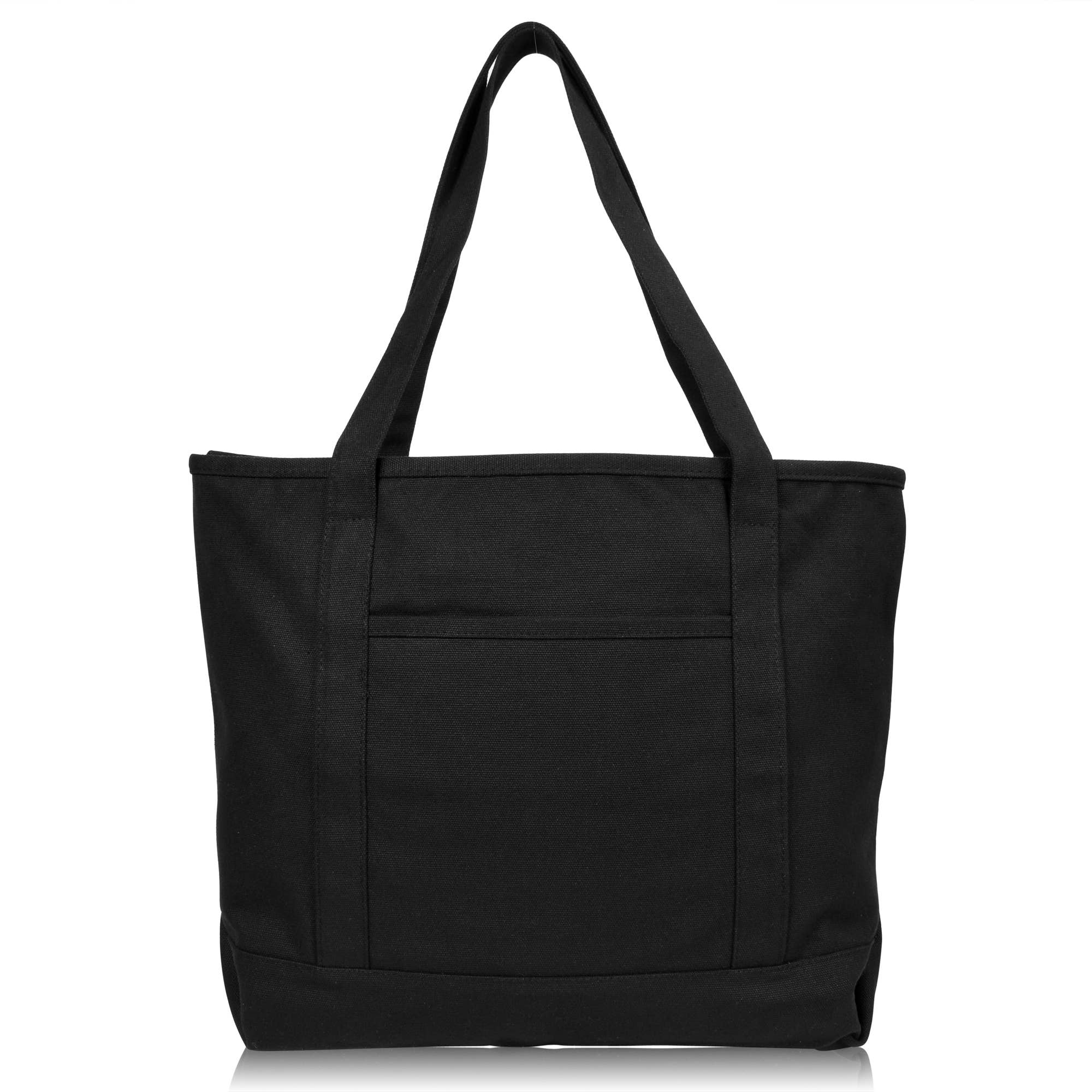 DALIX 20" Solid Color Cotton Canvas Tote Bag