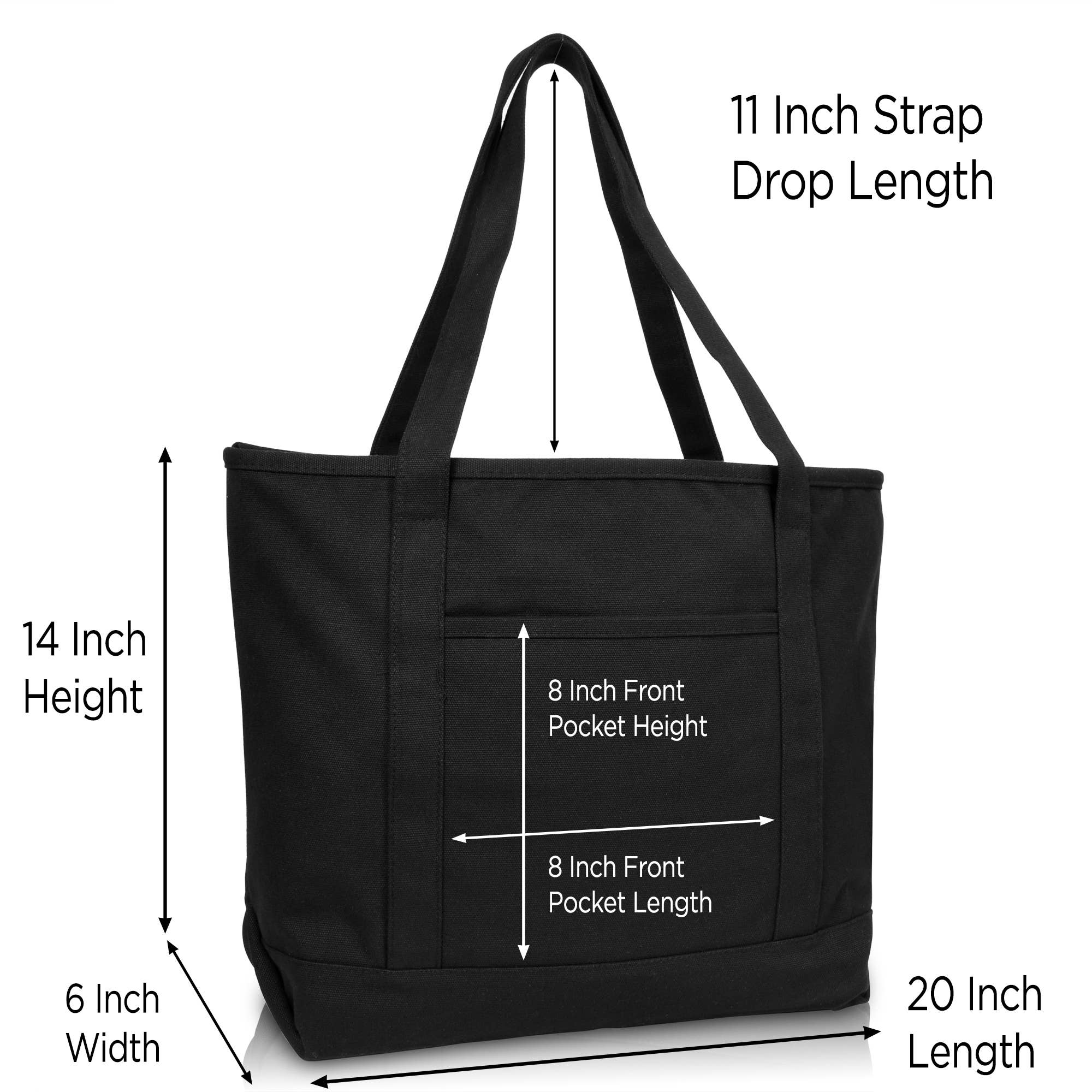 DALIX 20" Solid Color Cotton Canvas Tote Bag