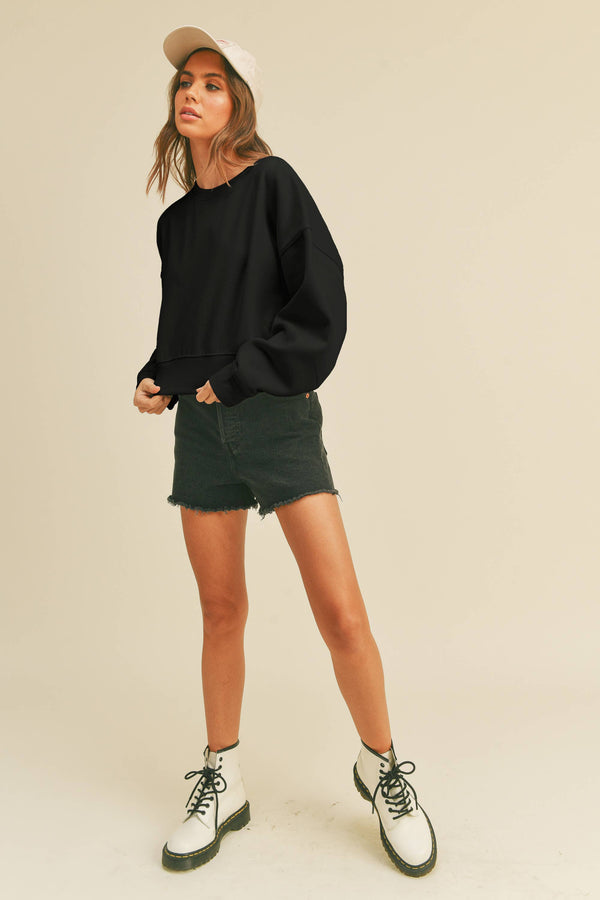 Short Cropped Long Sleeve Sweatshirt