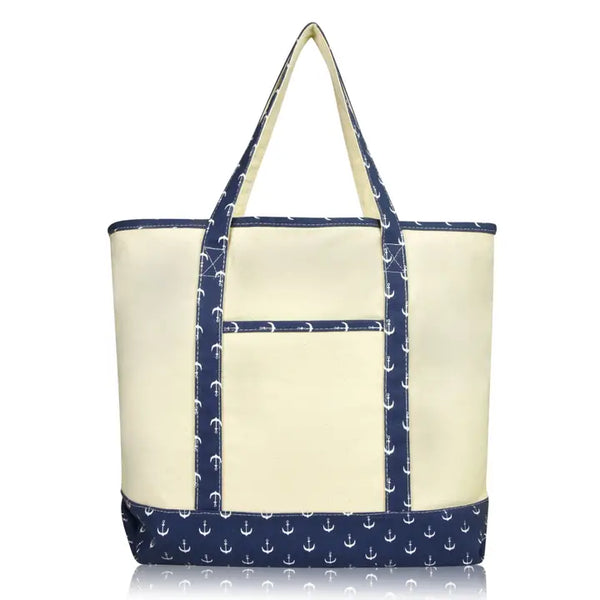 Dalix 22" Cotton Canvas Tote Bag (Zippered Top)