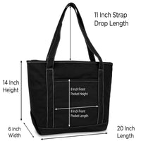 DALIX 20" Solid Color Cotton Canvas Tote Bag