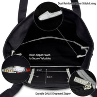 DALIX 20" Solid Color Cotton Canvas Tote Bag