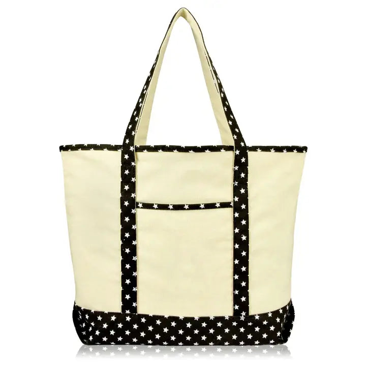 Dalix 22" Cotton Canvas Tote Bag (Zippered Top)