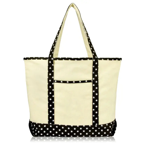 Dalix 22" Cotton Canvas Tote Bag (Zippered Top)