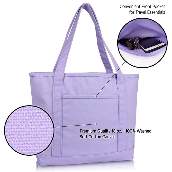 DALIX 20" Solid Color Cotton Canvas Tote Bag