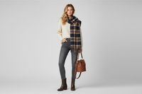 Complete luxury fashion hero with boots, bag, scarf, and sweater