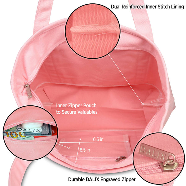 DALIX 20" Solid Color Cotton Canvas Tote Bag
