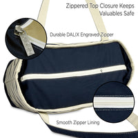 DALIX Striped Tote Deluxe Shoulder Bag Cotton Canvas