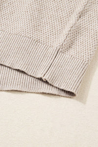 Parchment Color Block Knit Striped Sleeve Detail Casual Sweater