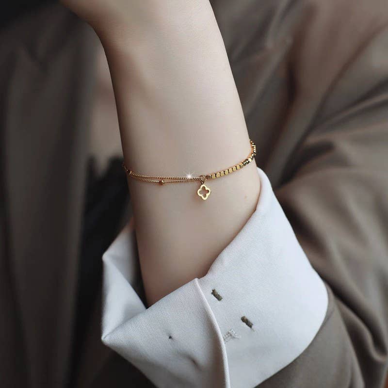 18K STAINLESS STEEL TARNISH FREE CLOVER BRACELET
