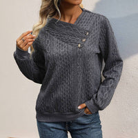 Long Sleeve Button-Detail Solid Sweater