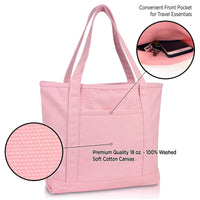 DALIX 20" Solid Color Cotton Canvas Tote Bag