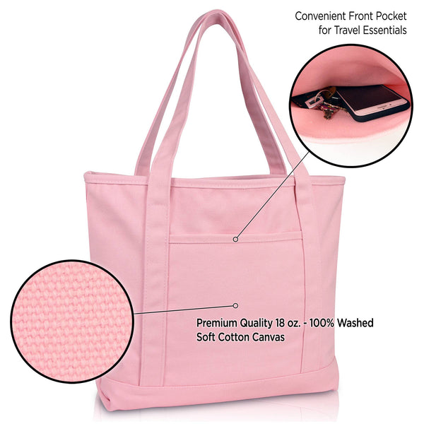 DALIX 20" Solid Color Cotton Canvas Tote Bag