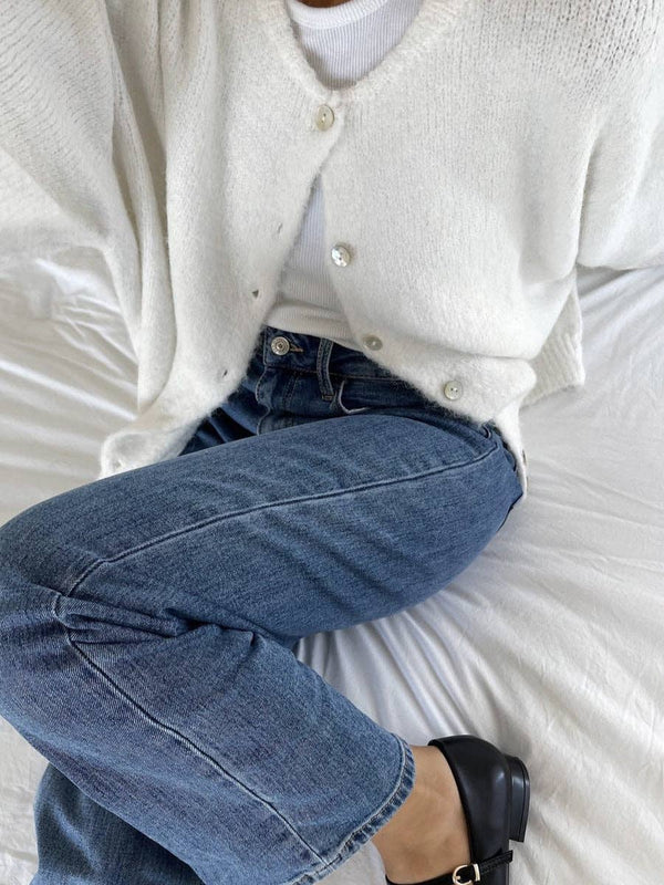 Soft Wool Blend Knit Cardigan Women Button Front Sweater