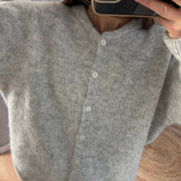 Soft Wool Blend Knit Cardigan Women Button Front Sweater
