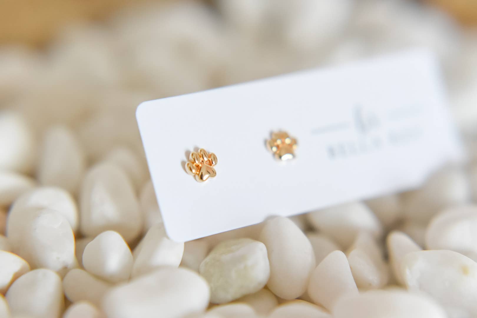 Winnie paw print gold plated studs - hypoallergenic