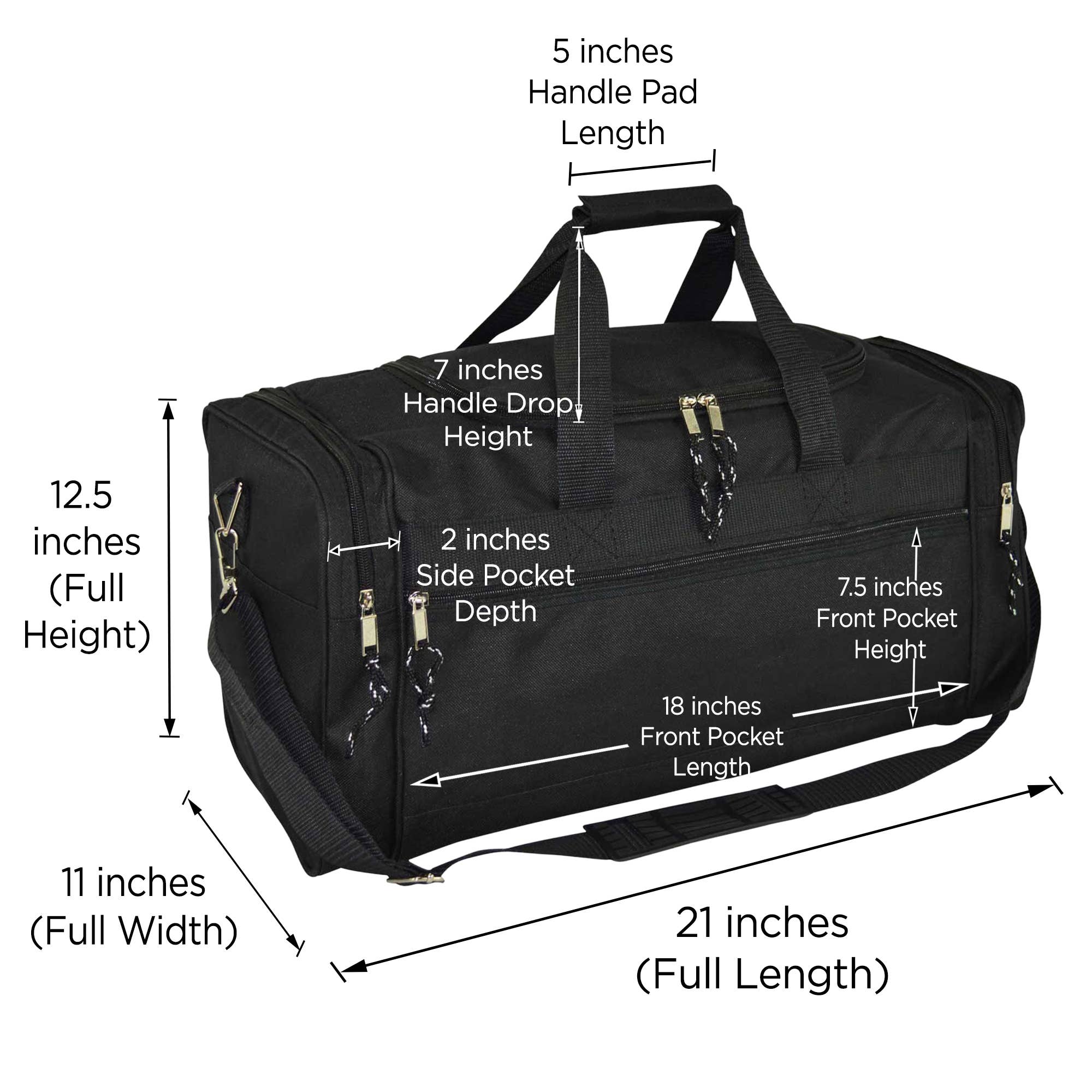 DALIX 21" Blank Sports Duffle Bag Gym Bag Travel Duffel