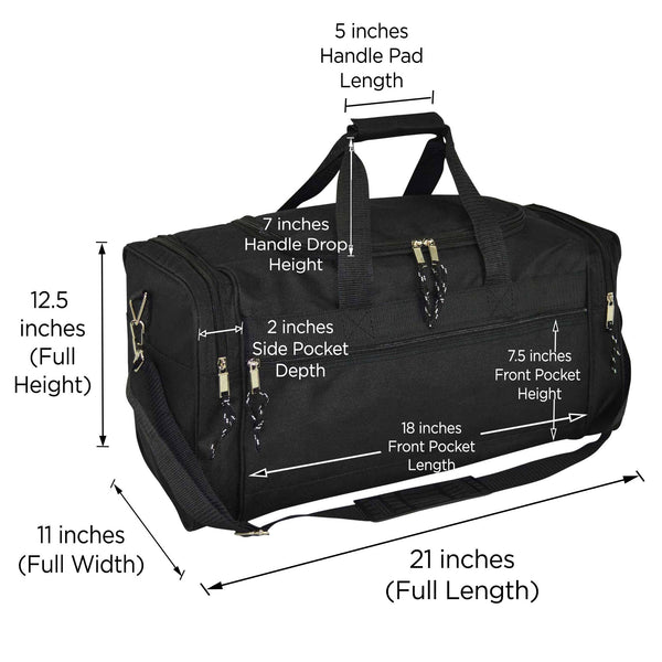 DALIX 21" Blank Sports Duffle Bag Gym Bag Travel Duffel