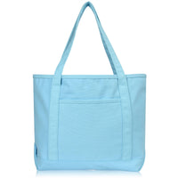 DALIX 20" Solid Color Cotton Canvas Tote Bag