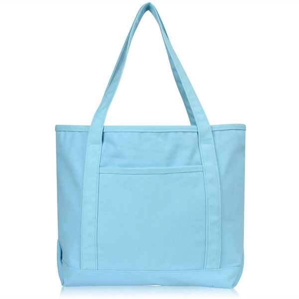 DALIX 20" Solid Color Cotton Canvas Tote Bag