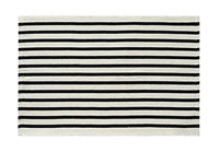 Black-Ivory Cotton Blend Classic Striped Small Area Rug