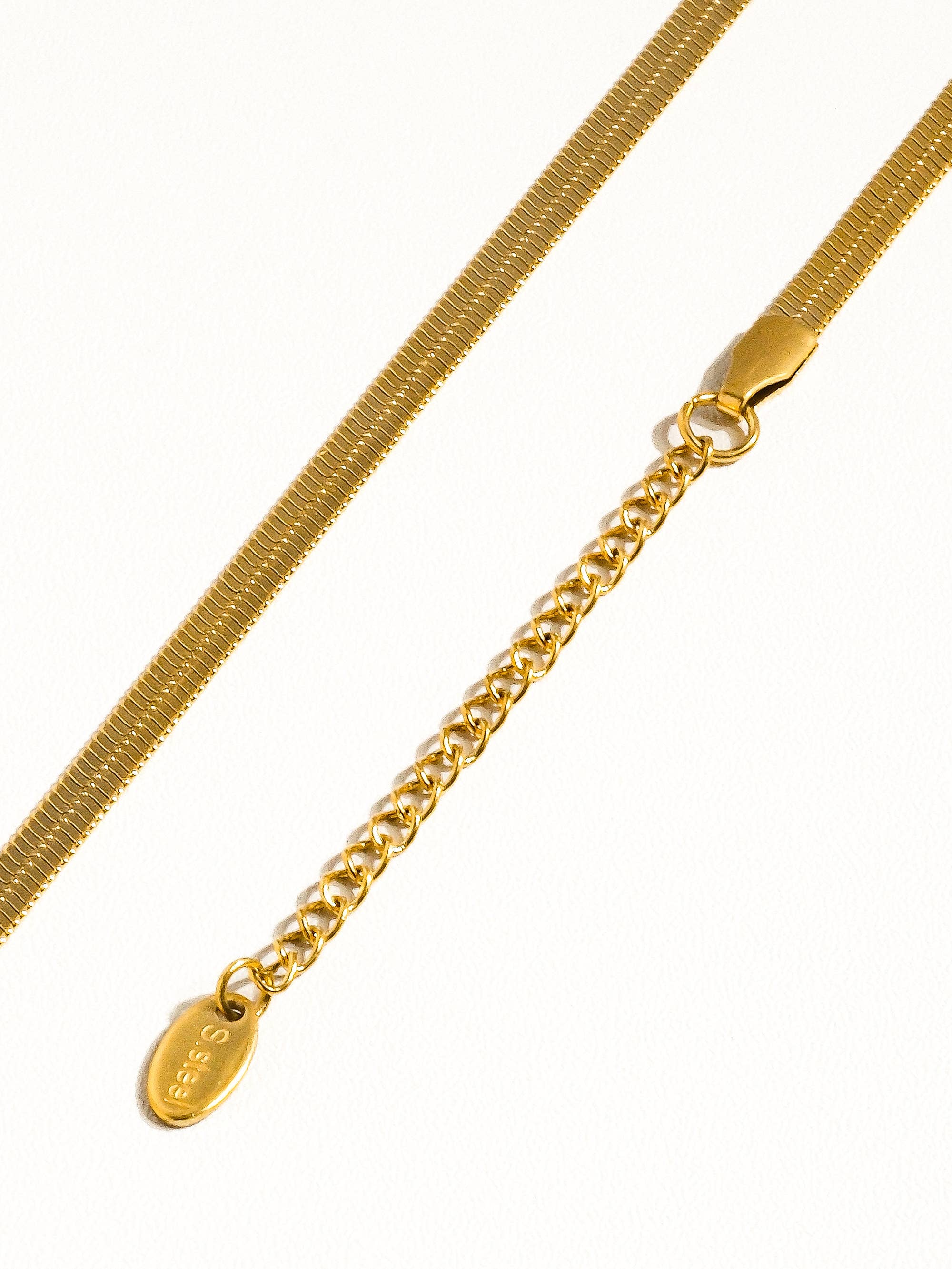 18K Gold Non-Tarnish Flat Snake Chain Bracelet